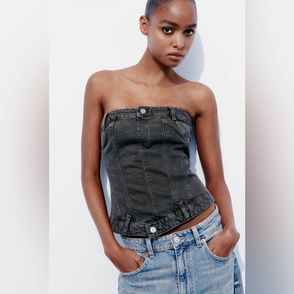 SALE! ZARA NWT CORSET STYLE DENIM TOP TRF